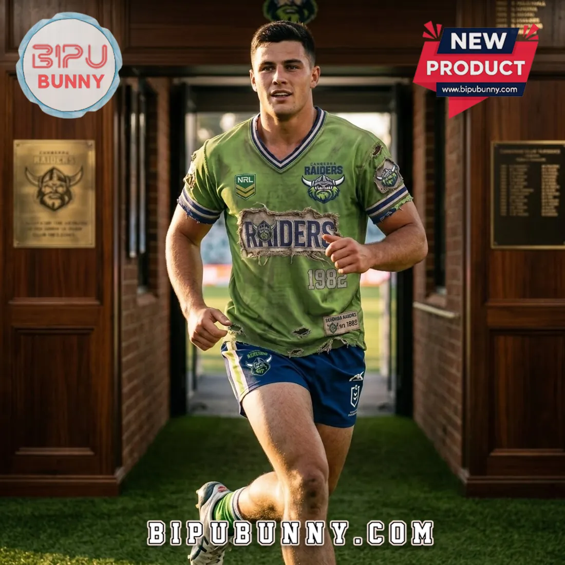 Canberra Raiders Distressed Green T-Shirt Canberra Raiders Distressed Green T-Shirt