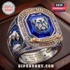 Canterbury-Bankstown Bulldogs 91st Anniversary Ring with a large blue center stone, silver metal, and bulldog emblem.