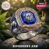 Canterbury-Bankstown Bulldogs 91st Anniversary Ring featuring a blue gemstone, bulldog mascot, and silver metal finish.