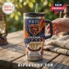 Chicago Bears 107th Anniversary Stanley tumbler in stainless steel with team logo, orange, blue, and black graphics.