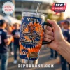 Chicago Bears 107th Anniversary YETI Stanley Tumbler with tie-dye orange and blue pattern, team logo, and jersey graphic.