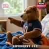 Chicago Bears Plush Teddy Bear Mascot Toy wearing a navy blue football jersey and holding a small toy football.