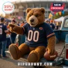 Chicago Bears Plush Teddy Bear Mascot Toy wearing a navy jersey with number 00, sitting on a truck bed with a football.