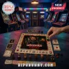 Chucky Horror Halloween Monopoly Board Game featuring custom character tokens and thematic game cards on a table.