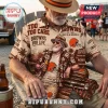 Cleveland Browns NFL Brown Floral Hawaiian Shirt featuring team logos, football helmets, and vintage graphic prints.