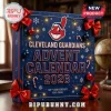 Cleveland Guardians 125th Anniversary Advent Calendar 2026 features team logo on blue background with red ribbon accents.