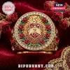 Custom Name Delta Sigma Theta ring featuring gold finish, red rose accents, and clear stones on a deep red velvet backdrop.