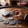 Dallas Cowboys 300-Piece Deluxe Collector Poker Set with team logo chips and playing cards on a wooden table.