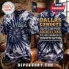Dallas Cowboys America's Team tie-dye shirt displaying team logo on front and text graphics on the back.