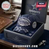 Dallas Cowboys Distressed Navy Blue Baseball Cap with team embroidery, displayed inside a matching collector's box.