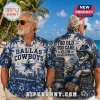 Dallas Cowboys Too Old Too Care Club Hawaiian shirt featuring blue and white tropical patterns and team mascot graphics.