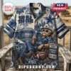 Dallas Cowboys Too Old Too Care Premium Hawaiian Shirt featuring a senior cowboy graphic, AT&T stadium, and blue floral print.