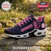 Dallas Cowboys x Breast Cancer Awareness Air Max Plus sneakers in navy blue with pink ribbon graphics and white soles.