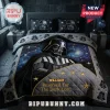 Darth Vader Personalized Galaxy Bedding Set featuring a dark quilt with stars, a Sith Lord graphic, and custom name text.