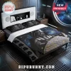 Darth Vader Personalized Galaxy Bedding Set featuring a dark cosmic print, character helmet graphics, and custom name text.