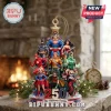 DC Justice League 2026 Personalized Christmas Ornament featuring Batman, Superman, Wonder Woman, and other heroes on a base.