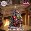 DC Justice League 2026 Personalized Christmas Ornament featuring Batman, Superman, Wonder Woman, and other heroes on a tree.