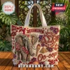 Delta Sigma Theta Beaded Elephant Tote Bag featuring intricate crimson and gold embroidery, white pearls, and Greek letters.