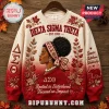 Delta Sigma Theta Cream Autumn Crewneck Ugly Sweater with African American woman illustration, Greek letters, and leaves.
