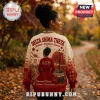 Delta Sigma Theta Cream Autumn Crewneck Ugly Sweater featuring Greek letters, maple leaves, and a collegiate forest design.