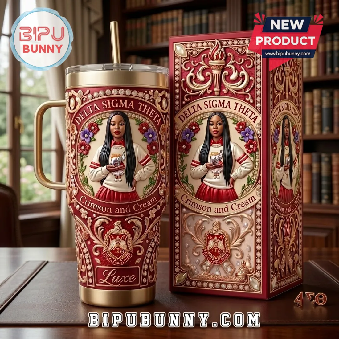 Delta Sigma Theta Crimson and Cream Stanley Tumbler Delta Sigma Theta Crimson and Cream Stanley Tumbler