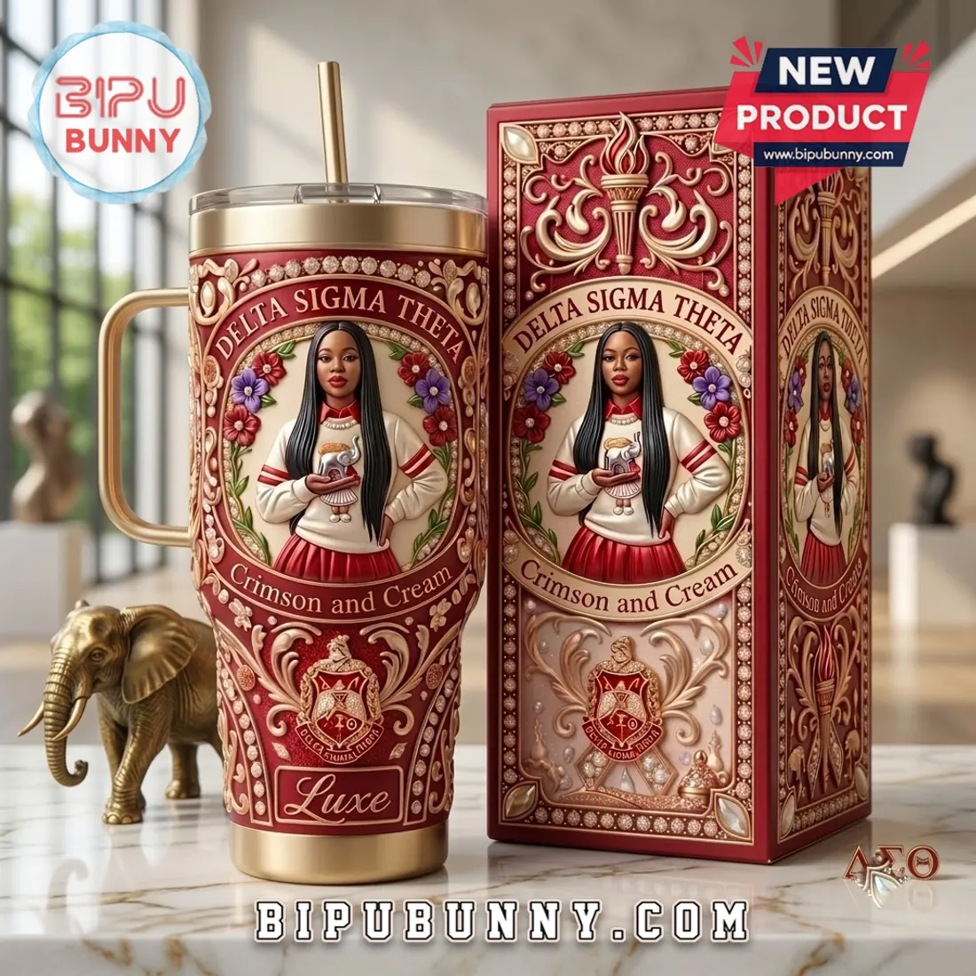 Delta Sigma Theta Crimson and Cream Stanley Tumbler Delta Sigma Theta Crimson and Cream Stanley Tumbler