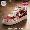 Delta Sigma Theta Crimson Low Top Air Force 1 Sneakers featuring red glossy panels, white accents, and Greek letter graphics.