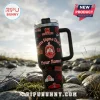 Delta Sigma Theta Custom 40oz Handle Tumbler in black with red sorority crest, rose graphics, and custom name text.