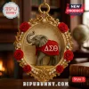 Delta Sigma Theta Elephant 2026 Christmas ornament in a gold frame with red roses, pearls, and the Greek letters Delta Sigma Theta.