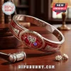 Delta Sigma Theta Elephant Hinge Bracelet in silver and red enamel featuring the 1913 founding year and sorority emblem.