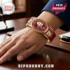 Delta Sigma Theta Elephant Hinge Bracelet featuring a red enamel band with gold trim, an elephant emblem, and 1913 detail.