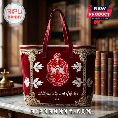 Delta Sigma Theta Embroidered Velvet Tote Bag