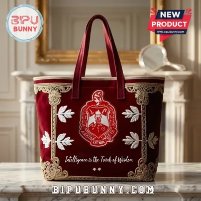 Delta Sigma Theta Embroidered Velvet Tote Bag