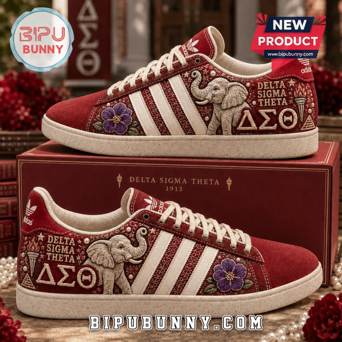 Delta Sigma Theta Maroon Elephant Pattern Casual Shoes Delta Sigma Theta Maroon Elephant Pattern Casual Shoes