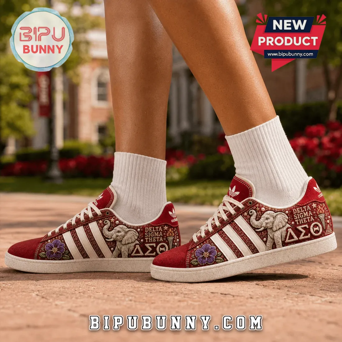 Delta Sigma Theta Maroon Elephant Pattern Casual Shoes Delta Sigma Theta Maroon Elephant Pattern Casual Shoes