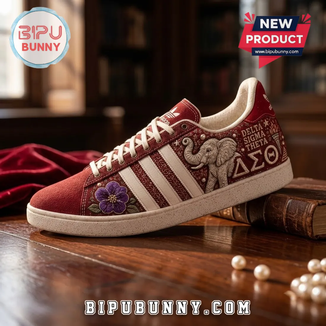 Delta Sigma Theta Maroon Elephant Pattern Casual Shoes Delta Sigma Theta Maroon Elephant Pattern Casual Shoes