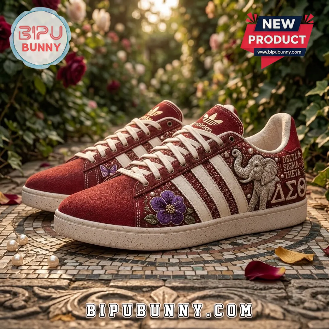 Delta Sigma Theta Maroon Elephant Pattern Casual Shoes Delta Sigma Theta Maroon Elephant Pattern Casual Shoes