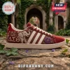 Delta Sigma Theta Maroon Elephant Pattern Casual Shoes with white stripes, embroidered elephant, and flower motifs.