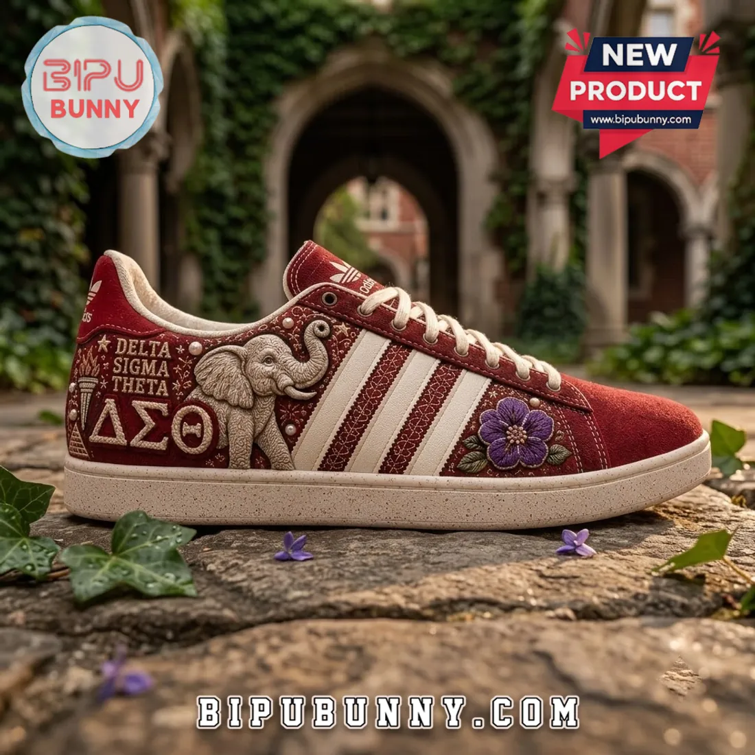 Delta Sigma Theta Maroon Elephant Pattern Casual Shoes Delta Sigma Theta Maroon Elephant Pattern Casual Shoes