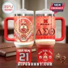 Delta Sigma Theta Omicron Beta Custom Name Stanley Tumbler featuring red Greek patterns, official crests, and text.