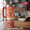 Delta Sigma Theta Omicron Beta Custom Name Stanley Tumbler featuring red and cream colors, sorority crest, and numeric text.