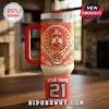 Delta Sigma Theta Omicron Beta Custom Name Stanley Tumbler featuring red Greek symbols, 1913 crest, and customizable text.