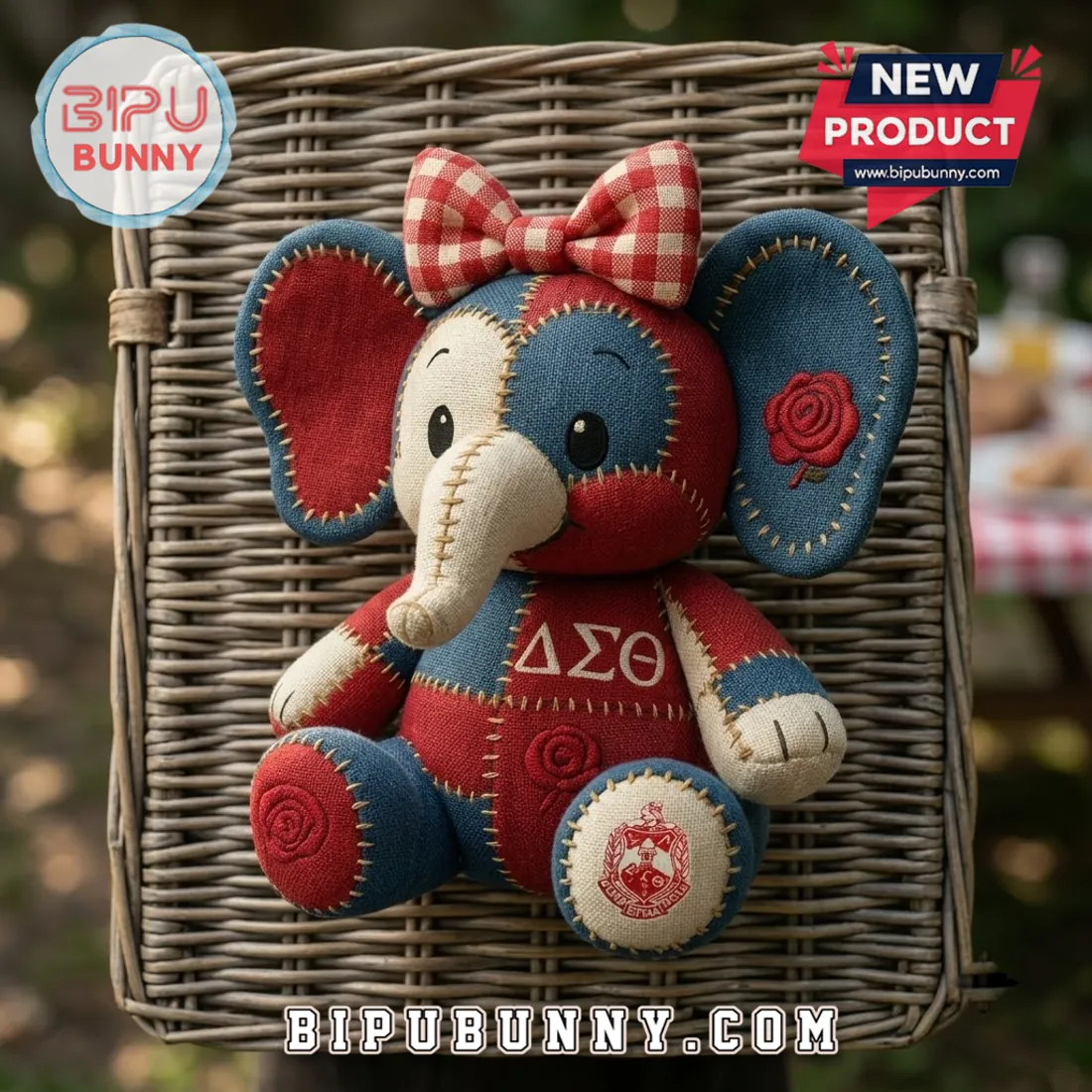 Delta Sigma Theta Patchwork Elephant Plush Toy Delta Sigma Theta Patchwork Elephant Plush Toy