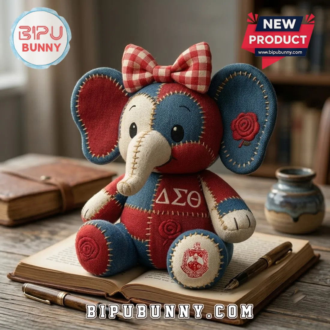 Delta Sigma Theta Patchwork Elephant Plush Toy Delta Sigma Theta Patchwork Elephant Plush Toy