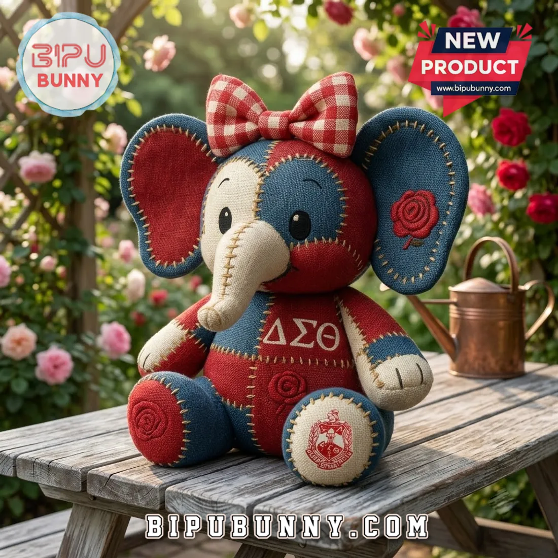 Delta Sigma Theta Patchwork Elephant Plush Toy Delta Sigma Theta Patchwork Elephant Plush Toy