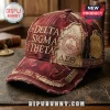 Delta Sigma Theta Red Distressed Baseball Cap with embroidered crest, 1913 text, and frayed fabric edges.