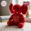 Delta Sigma Theta Red Elephant Plush Toy with golden Greek letters on a crimson fabric body and white tusks.