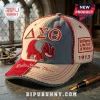 Delta Sigma Theta Sorority Embroidered Patch Baseball Cap featuring red and grey denim panels with Greek letters and elephant.