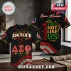 Delta Sigma Theta Sorority Juneteenth Baseball Jersey with black fabric, Greek letters, raised fist, and cultural motifs.