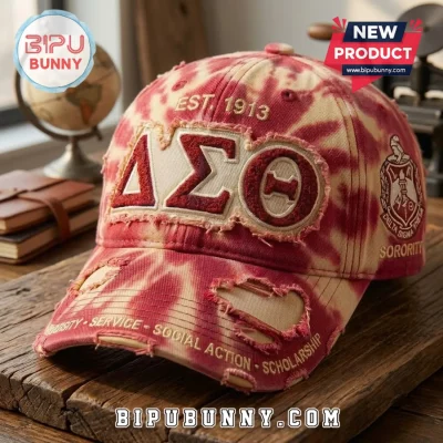 Delta Sigma Theta Sorority Tie Dye Distressed Baseball Cap